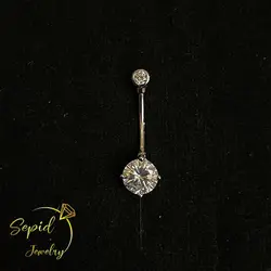 پیرسینگ نقره ناف برلیان ساده تک تخمه پایه بلند بالا مارکو