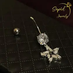 پیرسینگ ناف تک تخمه با ستاره متحرک