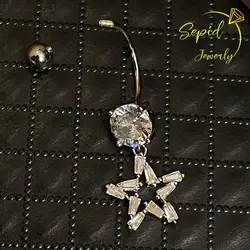 پیرسینگ ناف تک تخمه با ستاره متحرک