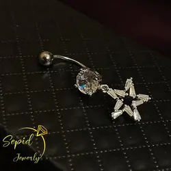 پیرسینگ ناف تک تخمه با ستاره متحرک