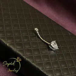 پیرسینگ نقره ناف قلب ساده تک تخمه پایه بلند