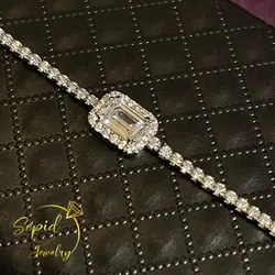 دستبند نقره جواهری تنیس و تخمه امرالد کات