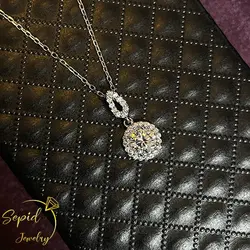 گردنبند نقره تخمه دور نگین و پاپیون