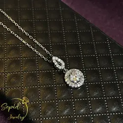 گردنبند نقره تخمه دور نگین و پاپیون