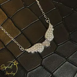 گردنبند نقره تخمه قلب بالدار جواهری