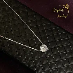 گردنبند نقره تک نگین برلیان جواهری (4چنگ)