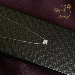 گردنبند نقره تک نگین برلیان جواهری (4چنگ)