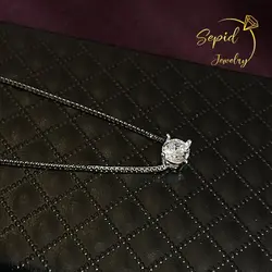 گردنبند نقره تک نگین برلیان جواهری (4چنگ)