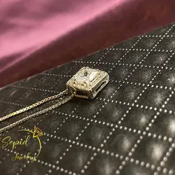 گردنبند نقره ظریف مربع جواهری تخمه پرنس