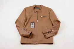 کاپشن چرم مردانه عسلی زاگو طرح ۲ (ZAGO)