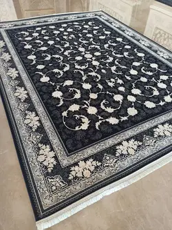 طرح صدف سرمه ای فرش 1200 شانه تراکم 3600 برجسته