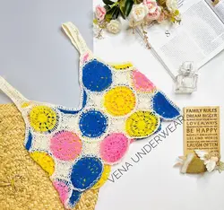 کراپ نیم تنه مکرومه (قلاب بافی) فانتزی