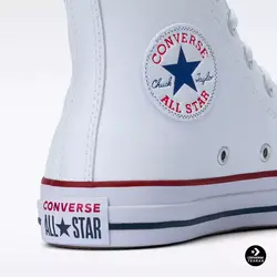 کانورس چاک تیلور سفید ساقدار چرم