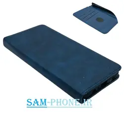 کیف گوشی Galaxy A12 - Galaxy M12 سامسونگ کلاسوری اورجینال مگنتی طرح چرم کتابی محافظ لنز دار جا کارتی دار سرمه ای کد 252