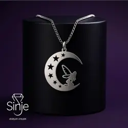 گردنبند پری  و ماه نقره برند سینجه