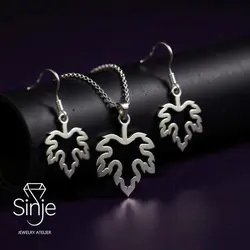 نیم ست نقره طرح برگ تاک