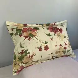 روبالشی گلدار جنس کتان رنگ کرمی کد 14415