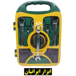 مجموعه 7 عددی آچار جغجغه یک سر تخت کروم وانادیوم