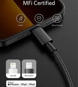 کابل شارژ تایپ سی به لایتنینگ بیبوشی مدل BIBOSHI USB-C To Lightninig Cable A12