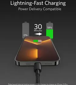 کابل شارژ تایپ سی به لایتنینگ بیبوشی مدل BIBOSHI USB-C To Lightninig Cable A12