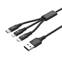 کابل شارژ سه سر بیبوشی مدل BIBOSHI USB To Type-C/Micro USB/Lightning Cable A17