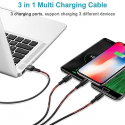کابل شارژ سه سر بیبوشی مدل BIBOSHI USB To Type-C/Micro USB/Lightning Cable A17