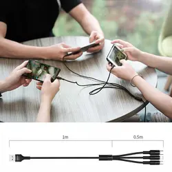 کابل شارژ سه سر بیبوشی مدل BIBOSHI USB To Type-C/Micro USB/Lightning Cable A17