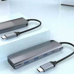 هاب 5 پورت تایپ سی مدل Type-c To HDMI 5 In 1 Adapter HT-C05-1