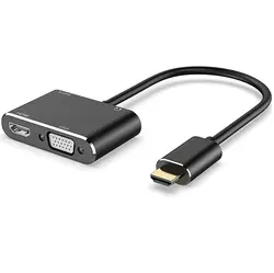 مبدل HDMI به VGA و HDMI با  کابل صدا مدل HDMI To HDMI and VGA Splitter With Audio HT090