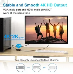 مبدل HDMI به VGA و HDMI با  کابل صدا مدل HDMI To HDMI and VGA Splitter With Audio HT090