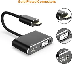 مبدل HDMI به VGA و HDMI با  کابل صدا مدل HDMI To HDMI and VGA Splitter With Audio HT090