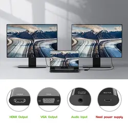 مبدل VGA به HDMI و VGA مدل VGA To HDMI VGA Adapter HT080