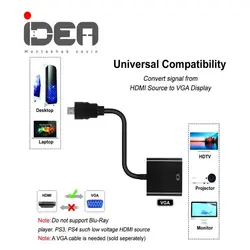 تبدیل HDMI به VGA سیم دار با صدا ایده idea hdmi to vga