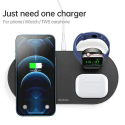 شارژر وایرلس 3 کاره مک دودو Mcdodo CH-7060 3 IN 1 Magnetic Wireless Charger توان 15 وات