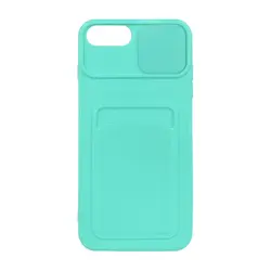 قاب گوشی اپل Iphone 7plus/8plus سیلیکونی جا کارتی دار محافظ لنز دار کشویی