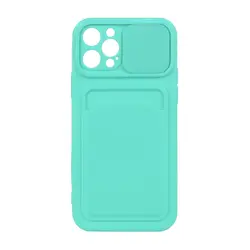قاب گوشی اپل Iphone 12 pro سیلیکونی جا کارتی دار محافظ لنز دار کشویی