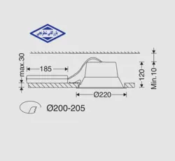 چراغ‌ توکار دیانا کامفورت با دیفیوزر مازی نور دهانه 20