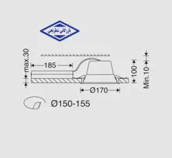 چراغ‌ توکار دیانا کامفورت با دیفیوزر مازی نور  دهانه 15