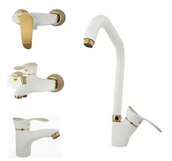 ست 4تیکه شیرالات مرجان خزر مدل موج سفید طلایی