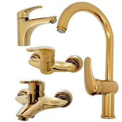 ست 4 تکه شیرآلات کلار مدل دریا طلایی