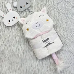 حوله دورپیچ کلاه دار نوزاد و کودک برند پاپو Papo مناسب بدو تولد تا 3 سالگی