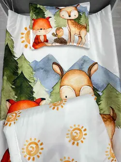 سرویس خواب کودک و نوزاد سه تکه مسافرتی طرح روباه و آهو