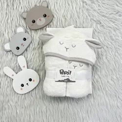 حوله تن پوش کلاه دار نوزاد و کودک برند پاپو Papo طرح موش