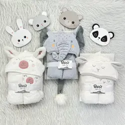 حوله تن پوش کلاه دار نوزاد و کودک برند پاپو Papo طرح موش