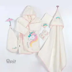 ست حوله کودک و نوزاد پنج تکه طرح یونیکورن برند پاپو Papo