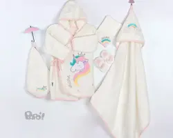 ست حوله کودک و نوزاد پنج تکه طرح یونیکورن برند پاپو Papo