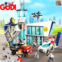 لگو ساختمان پلیس با ماشین و پهباد برند گودی GUDI 10007
