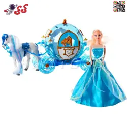 کالسکه اسباب بازی و اسب سیندرلا به همراه باربی WUSION STATE  Cinderella