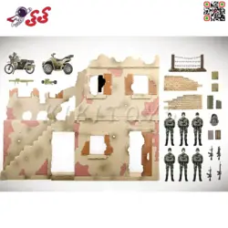 ماکت پایگاه نظامی و جنگی با سرباز ارتشی وتجهیزات 77078 برند ام اند سی MILITARY BATTLEFIELD M C TOY