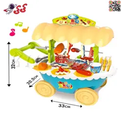 اسباب بازی باربیکیو فست فود چرخ دار و موزیکال BBQ Party cart 66093